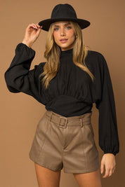 Madison Mock Neck Bottom Fitted Top - Sunday Golden