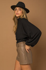 Madison Mock Neck Bottom Fitted Top - Sunday Golden