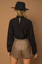 Madison Mock Neck Bottom Fitted Top - Sunday Golden