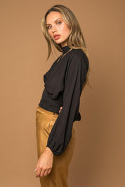 Madison Mock Neck Bottom Fitted Top - Sunday Golden