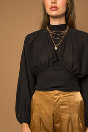 Madison Mock Neck Bottom Fitted Top - Sunday Golden