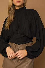 Madison Mock Neck Bottom Fitted Top - Sunday Golden