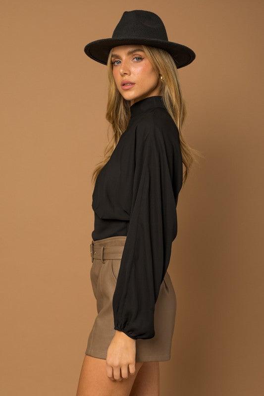 Madison Mock Neck Bottom Fitted Top - Sunday Golden