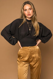 Madison Mock Neck Bottom Fitted Top - Sunday Golden