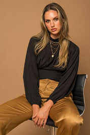 Madison Mock Neck Bottom Fitted Top - Sunday Golden