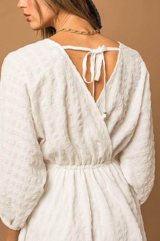 Blouson Seersucker Batwing Dress - Sunday Golden
