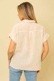 Short Sleeve Button Down Blouse - Sunday Golden
