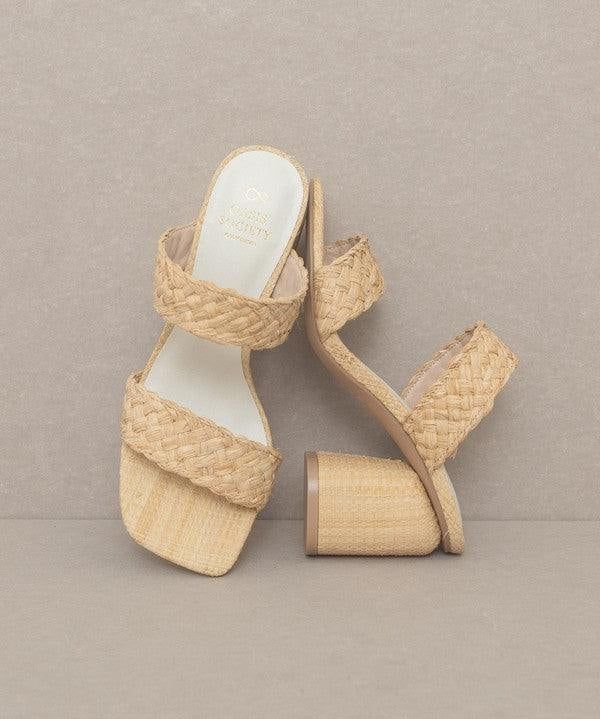 Kayla - Raffia Sandal Heel - Sunday Golden