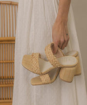 Kayla - Raffia Sandal Heel - Sunday Golden