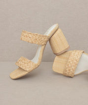 Kayla - Raffia Sandal Heel - Sunday Golden