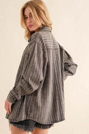 The Taylor Sparkle Stone Stripe Denim Jacket. Charcoal  Denim. 