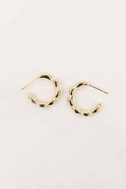 Scalloped Huggie Hoop Earrings - Sunday Golden