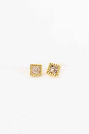 Mini Square Stone Stud Earrings - Sunday Golden