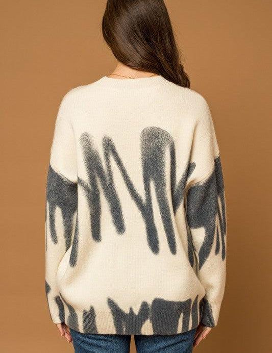 Lucy Long Sleeve Spray Print Sweater - Sunday Golden