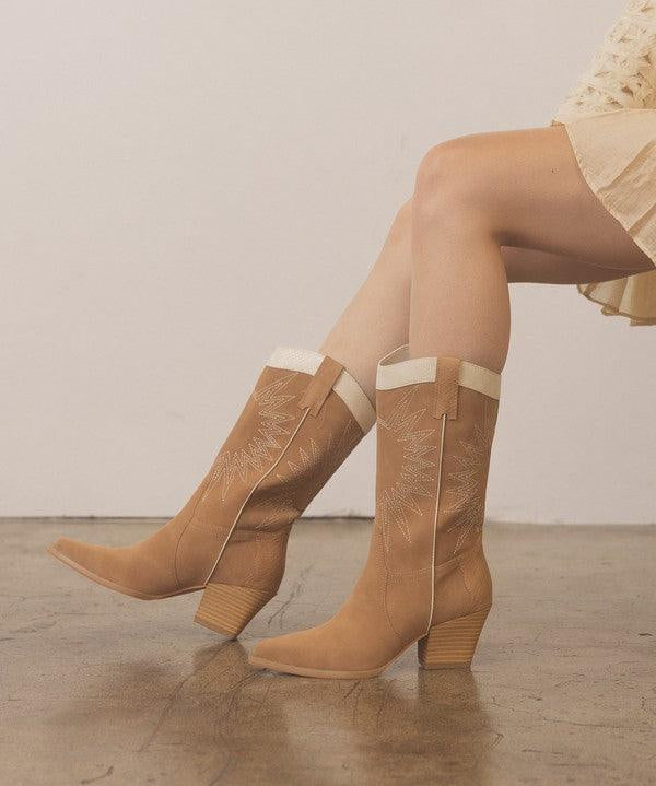 OASIS SOCIETY Halle - Paneled Cowboy Boots - Sunday Golden