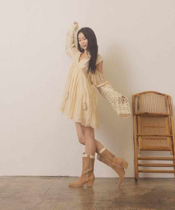 OASIS SOCIETY Halle - Paneled Cowboy Boots - Sunday Golden