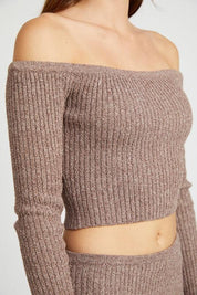 OFF SHOULDER LONG SLEEVE KNIT TOP - Sunday Golden