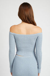 OFF SHOULDER LONG SLEEVE KNIT TOP - Sunday Golden