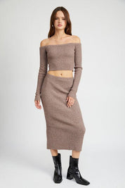 OFF SHOULDER LONG SLEEVE KNIT TOP - Sunday Golden