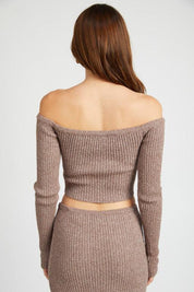OFF SHOULDER LONG SLEEVE KNIT TOP - Sunday Golden