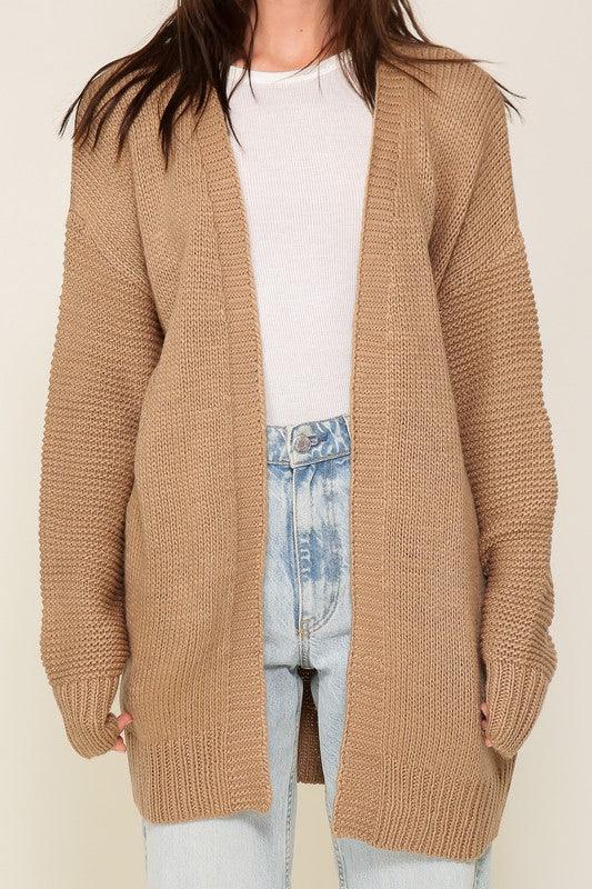 I heart you Long Sleeve Open Front Cardigan With Back Heart - Sunday Golden