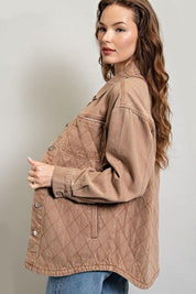  Quilted Button Down Jacket. Camel Color. 