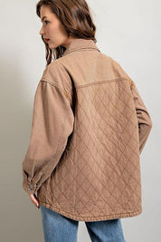  Quilted Button Down Jacket. Camel Color. 