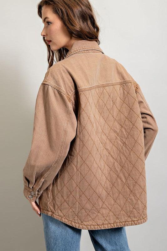  Quilted Button Down Jacket. Camel Color. 