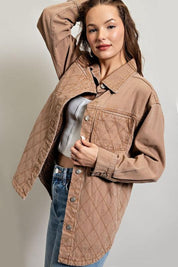  Quilted Button Down Jacket. Camel Color. 