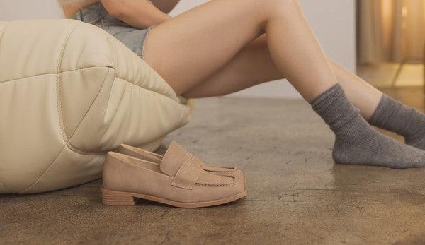 OASIS SOCIETY June - Square Toe Penny Loafers - Sunday Golden