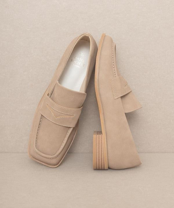 OASIS SOCIETY June - Square Toe Penny Loafers - Sunday Golden