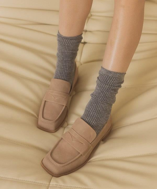 OASIS SOCIETY June - Square Toe Penny Loafers - Sunday Golden