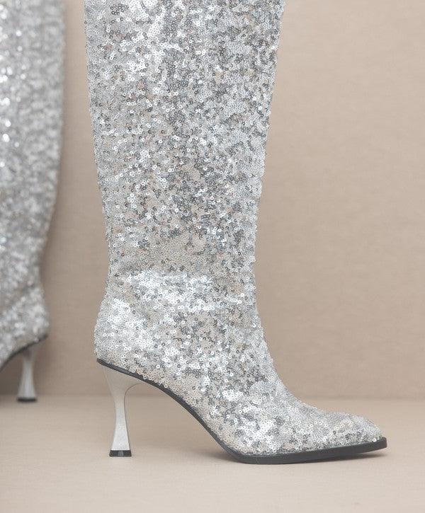 Jewel - Knee High Sequin Boots - Sunday Golden