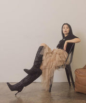 Jewel - Knee High Sequin Boots - Sunday Golden