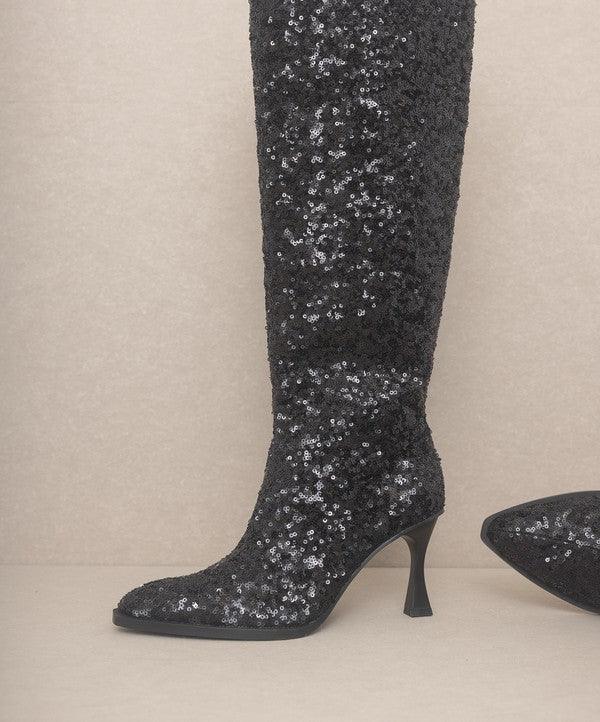 Jewel - Knee High Sequin Boots - Sunday Golden