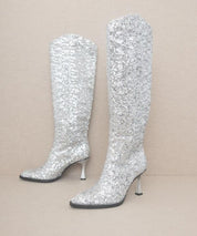 Jewel - Knee High Sequin Boots - Sunday Golden