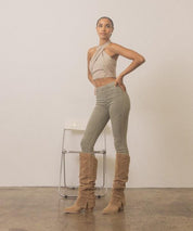 OASIS SOCIETY Thea - Fold Over Slit Jean Boots - Sunday Golden