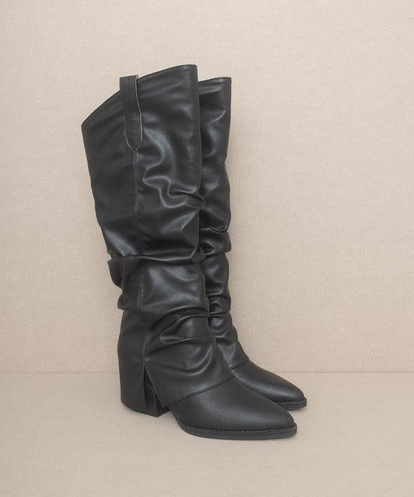 OASIS SOCIETY Thea - Fold Over Slit Jean Boots - Sunday Golden