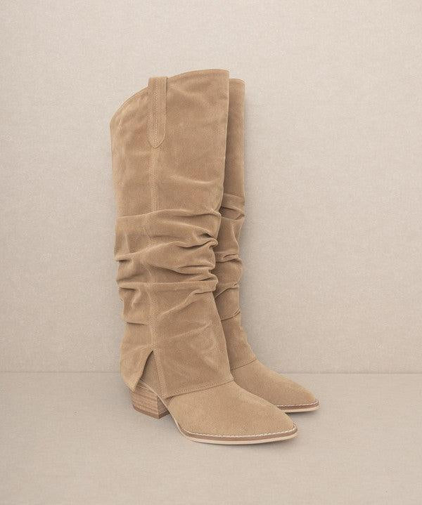 OASIS SOCIETY Thea - Fold Over Slit Jean Boots - Sunday Golden
