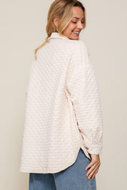  Quilted Button Down Long Sleeve Jacket. White button down jacket. 
