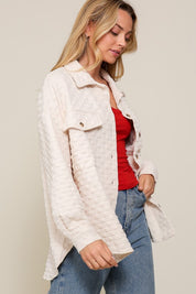  Quilted Button Down Long Sleeve Jacket. White button down jacket. 