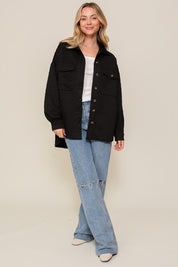  Quilted Button Down Long Sleeve Jacket. Black button down jacket. 