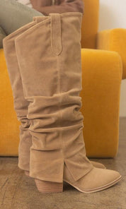 OASIS SOCIETY Thea - Fold Over Slit Jean Boots - Sunday Golden