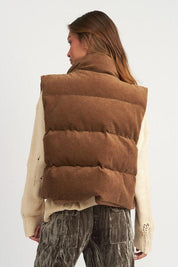 Bubble Corduroy Puffer Vest - Sunday Golden