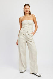 Full Length Pleated Linen Pants - Sunday Golden