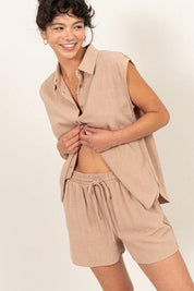 Linen Shirt and Shorts Set - Sunday Golden