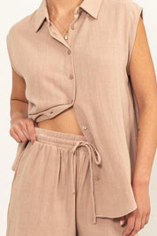 Linen Shirt and Shorts Set - Sunday Golden