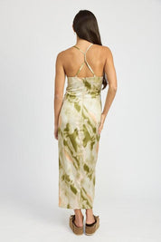 SCOOP NECK PRINTED MIDI DRESS - Sunday Golden
