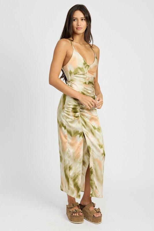 SCOOP NECK PRINTED MIDI DRESS - Sunday Golden
