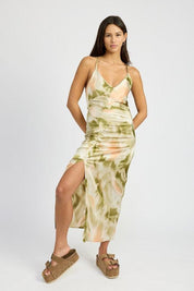 SCOOP NECK PRINTED MIDI DRESS - Sunday Golden